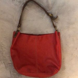 Lucky Brand Red 100% Leather Hobo Shoulder Bag